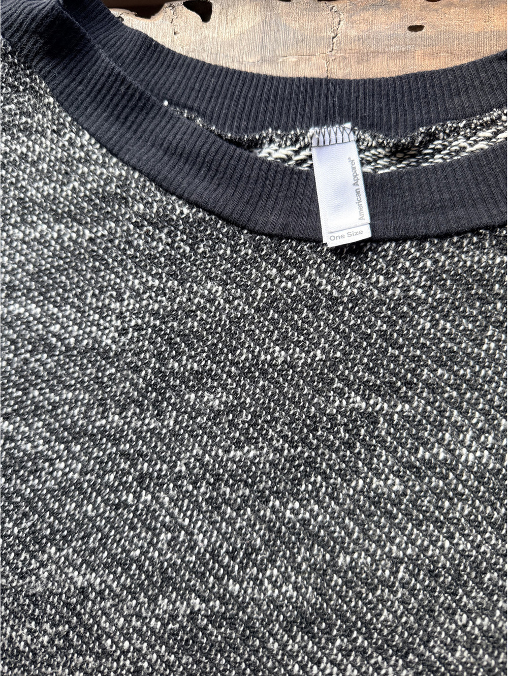 AMERICAN APPAREL Black and White Heathered Knit Sweater Sweatshirt - Picture 9 of 10